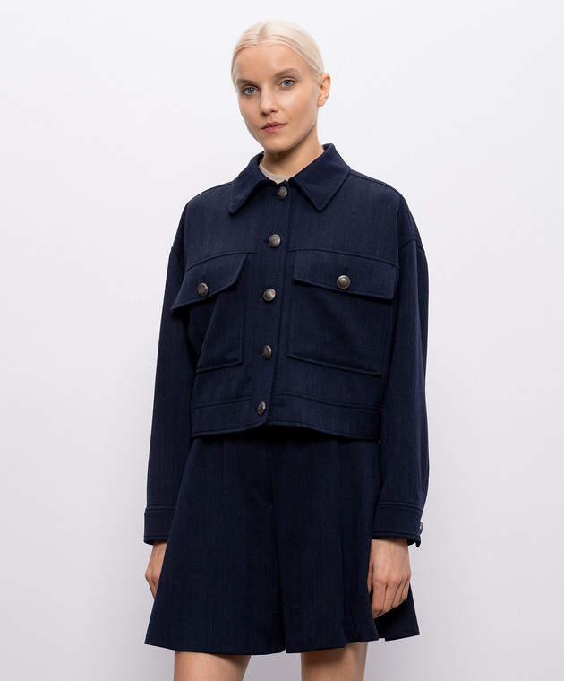 Brunello Cucinelli Синя куртка з вовни у візерунок MB1887597P зображення 3