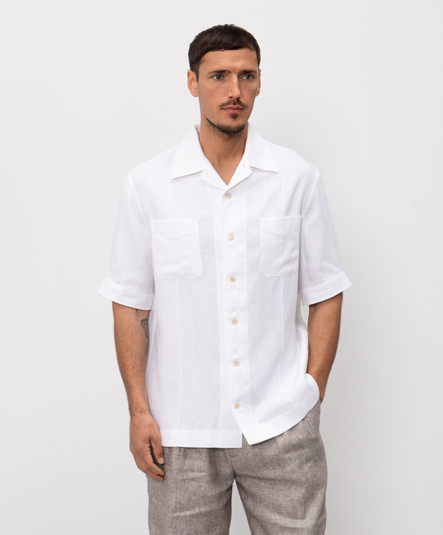 Brunello Cucinelli Біла сорочка з льоном і коноплями MA6780619 зображення 3