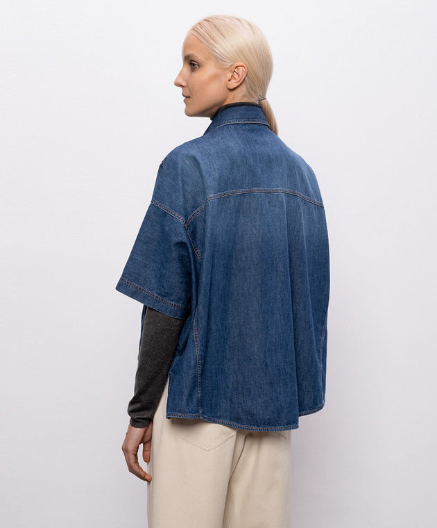Brunello Cucinelli Синяя джинсовая рубашка с цепочкой мониль MH192RB506 изображение 4