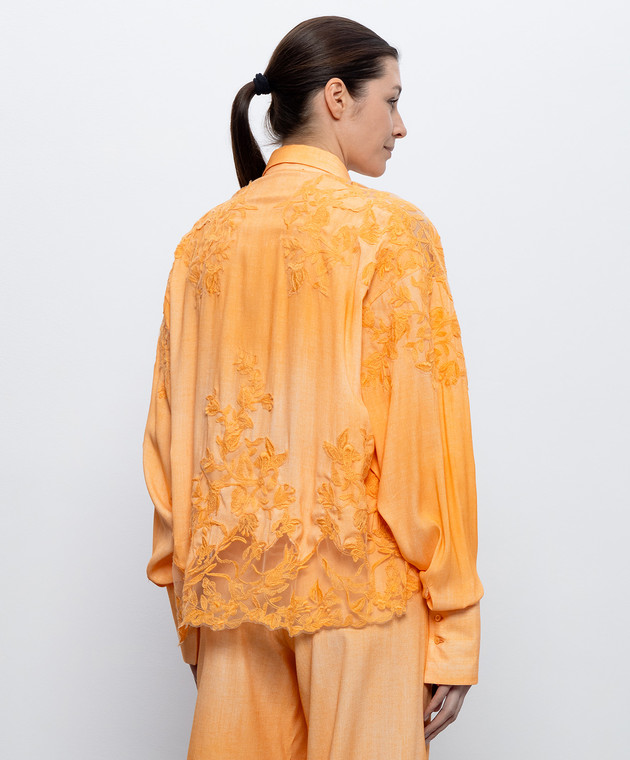 Ermanno Scervino Оранжевая блуза с кружевом D482K743APEMY изображение 4