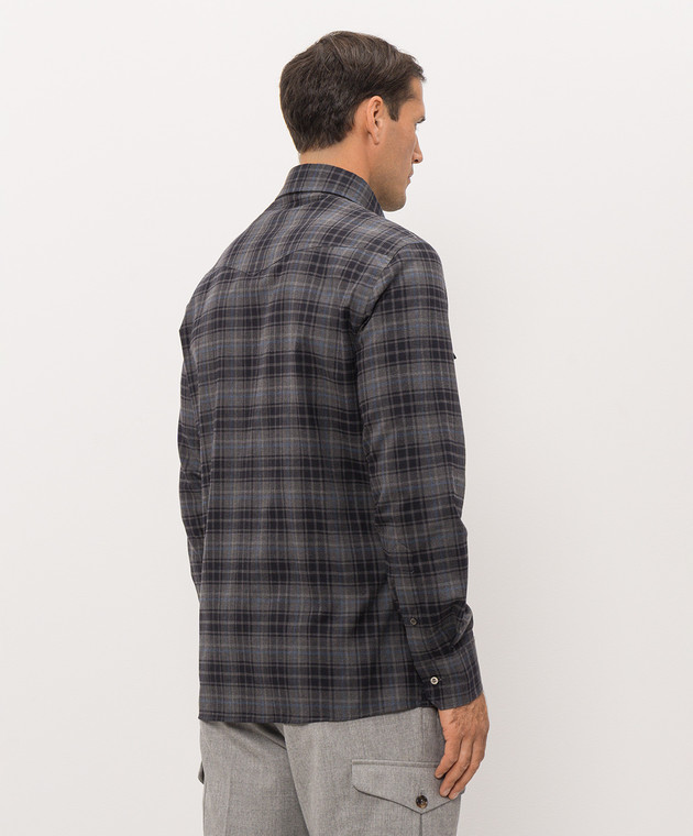 Brunello Cucinelli Серая рубашка в клеточку MY6544008 изображение 4