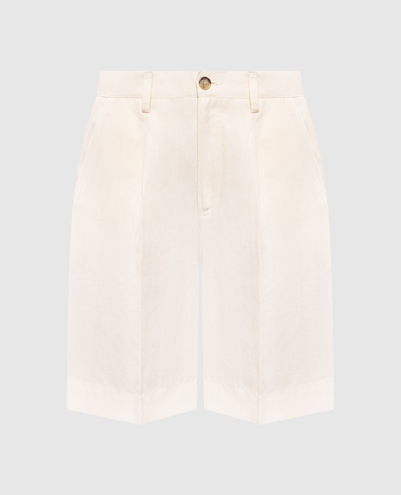 Бермуды цвета айвори с льном