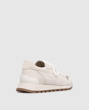 Brunello Cucinelli Сірі комбіновані кросівки з ланцюжком моніль MZ58G1960