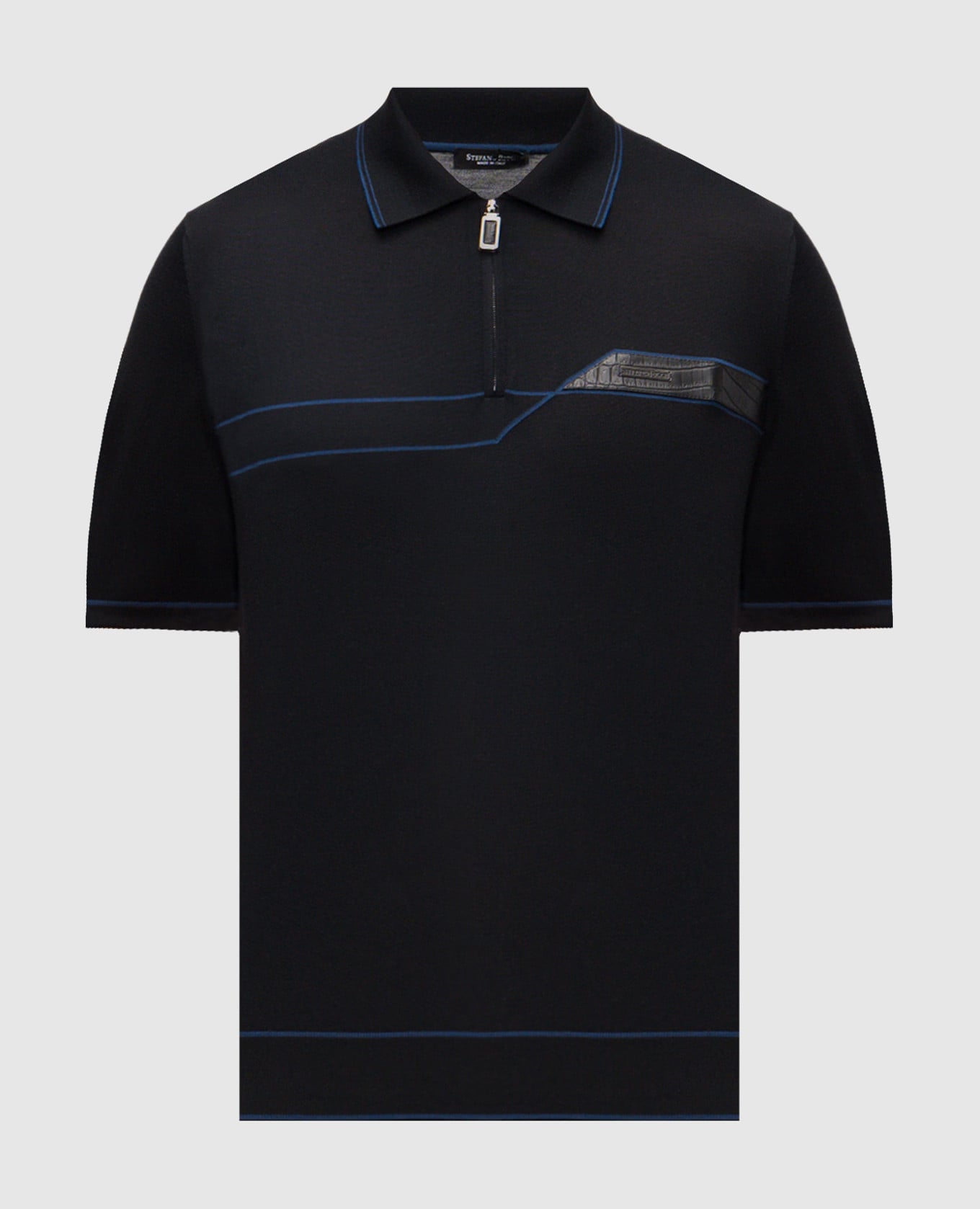 Черное поло из шелка