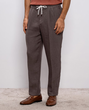Brunello Cucinelli Коричневые брюки из льна M243DE1710