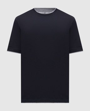 Brunello Cucinelli Синяя футболка прямого кроя M0B137427