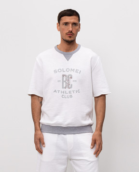 Brunello Cucinelli Біла футболка з принтом та манжетами MR8313378G