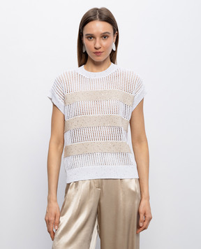 Peserico Білий в'язаний топ в смужку S99147F059110F