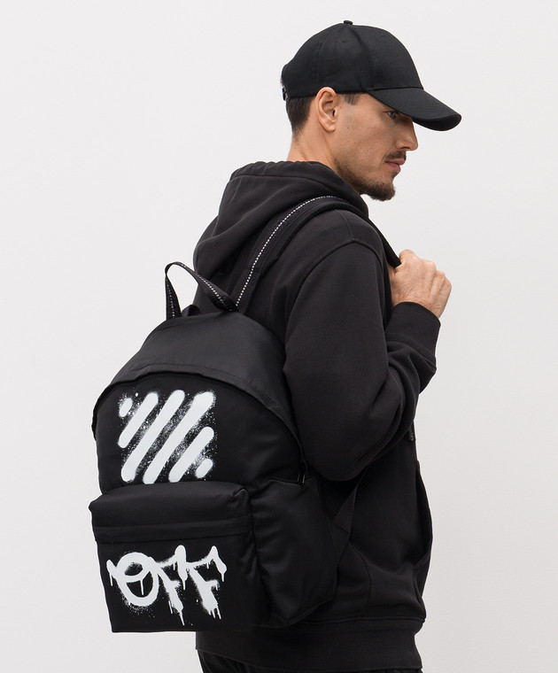 Off-White Чорний рюкзак Diagonal Spray OMNB123F25FAB001 зображення 2