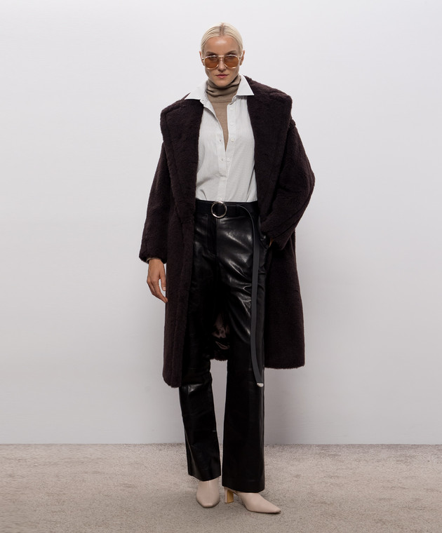Max Mara Коричневое двубортное пальто TEDGIRL из шерсти и шелка TEDGIRL изображение 2