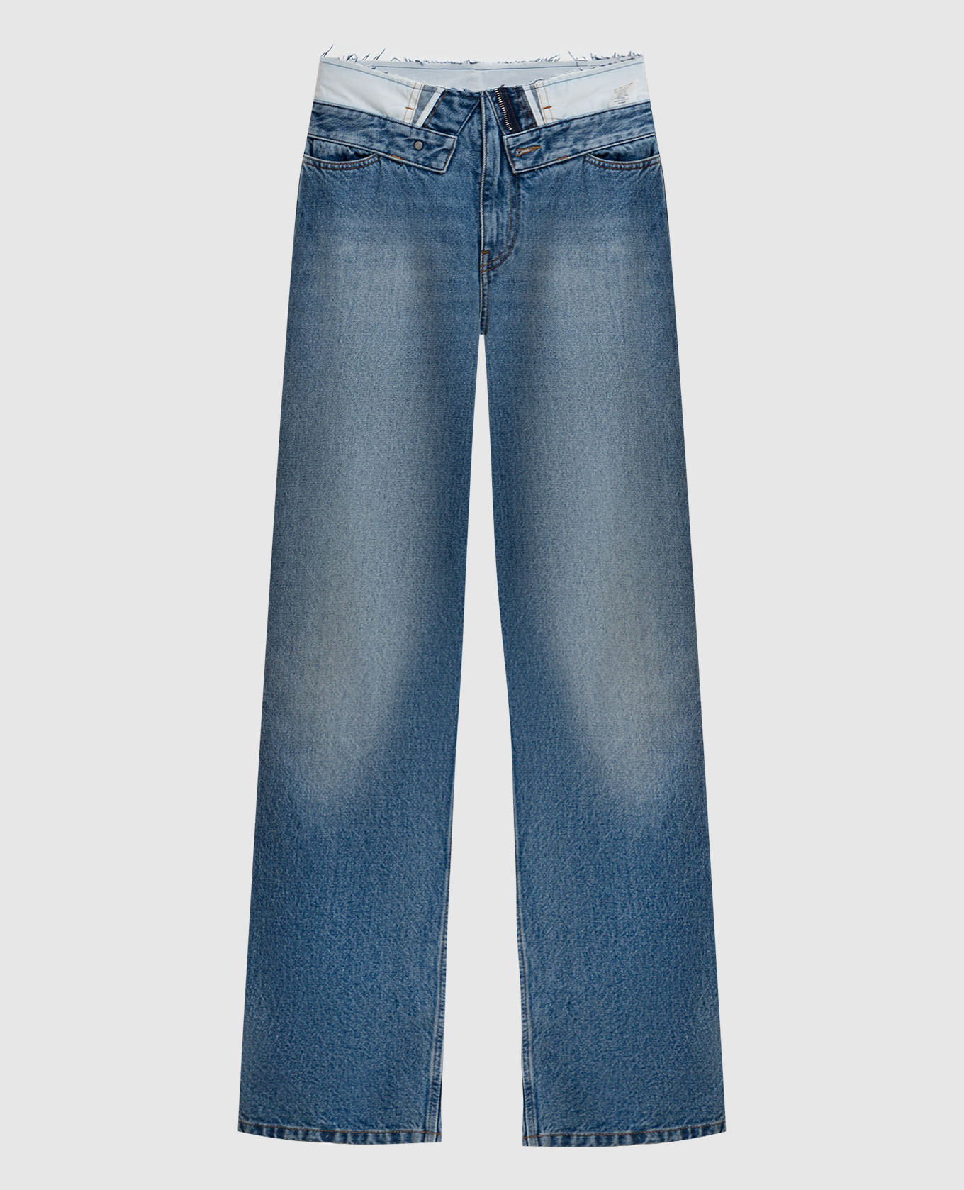 

Синие джинсы с эффектом потертости, Синий, Прямые джинсы