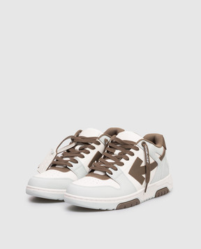 Off-White Блакитні шкіряні кросівки Out Of Office з контрастною емблемою OMIA189S26LEA003