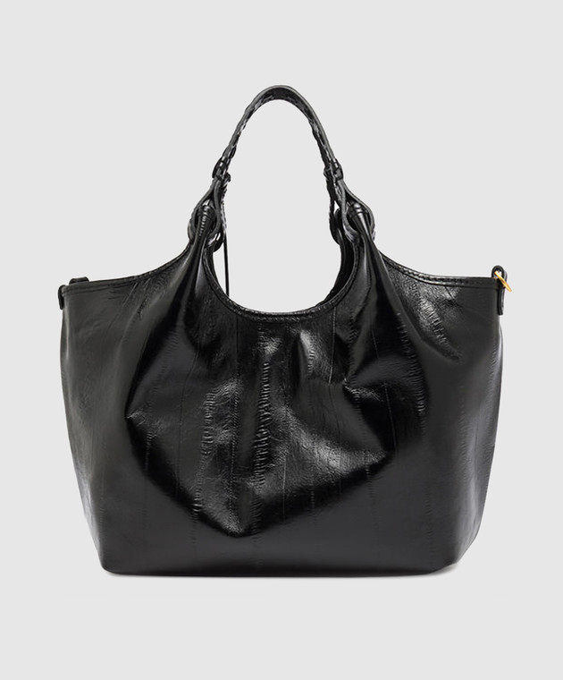 Gianni Chiarini Черная кожаная глянцевая сумка-тоут Dua BS12680EELPSLY изображение 3