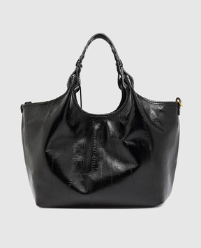 Gianni Chiarini Черная кожаная глянцевая сумка-тоут Dua BS12680EELPSLY