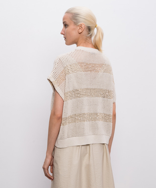 Brunello Cucinelli Жилет кольору айворі в смужку M58772820 зображення 4