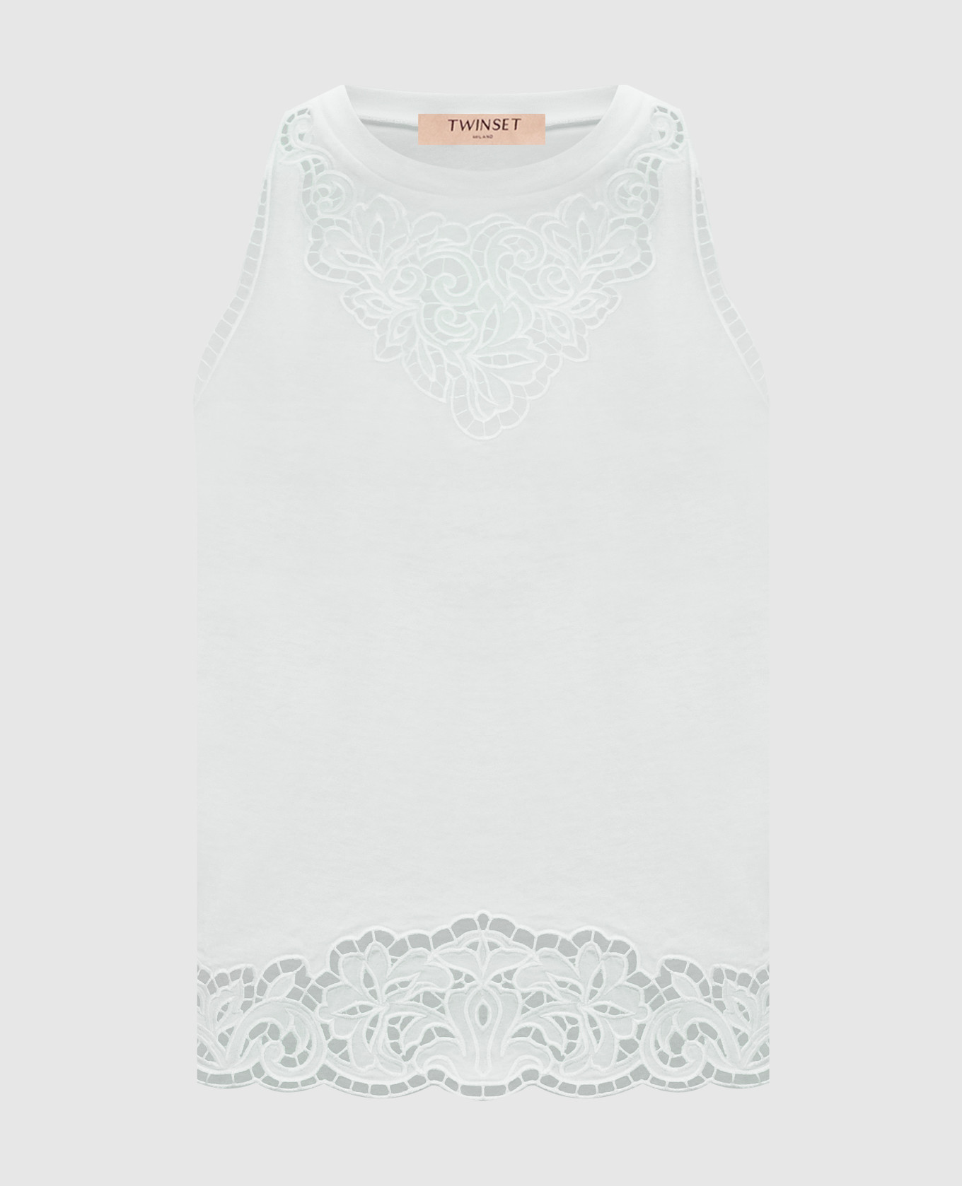 Зеленый топ с вышивкой ришелье