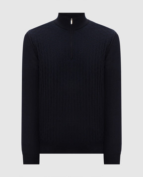 Bertolo Cashmere Синій джемпер з шовку та вовни 902645002566