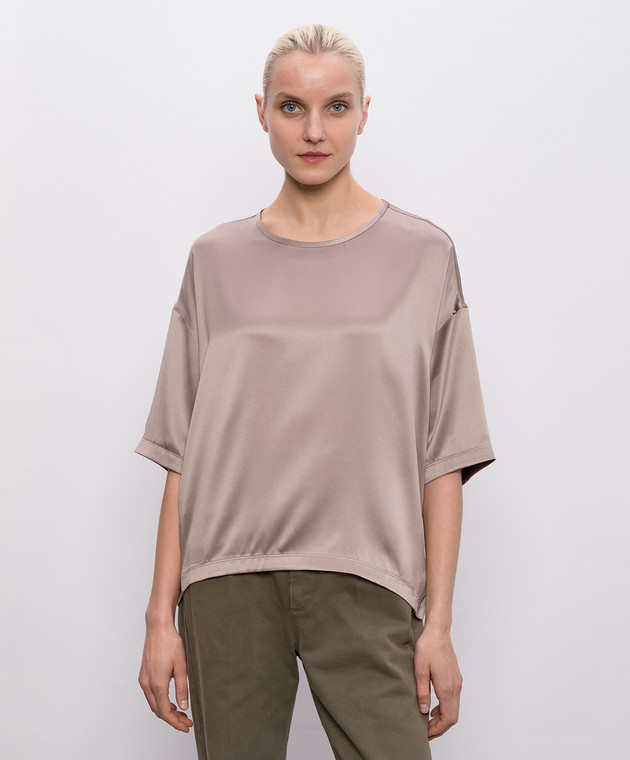 Brunello Cucinelli Бежева блуза із шовку M0C59DZ310 зображення 3