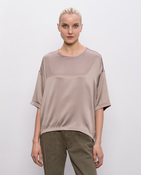 Brunello Cucinelli Бежевая блуза из шелка M0C59DZ310