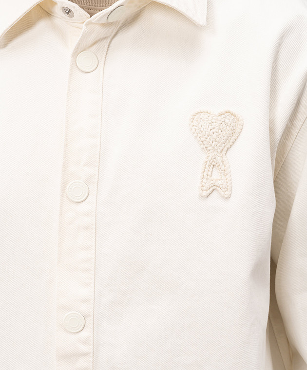 Ami Paris Джинсова сорочка кольору айворі з аплікацією емблеми UJK897DE0126m зображення 5