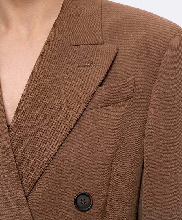 Brunello Cucinelli Коричневый двубортный жакет с шерстью MG5487095P изображение 5