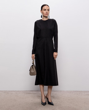Victoria Beckham Серое платье миди Dolman из шерсти 1124WDR005231F