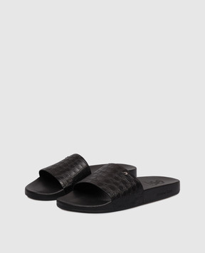 Stefano Ricci Чорні слайдери зі шкіри крокодила UG31G750CS