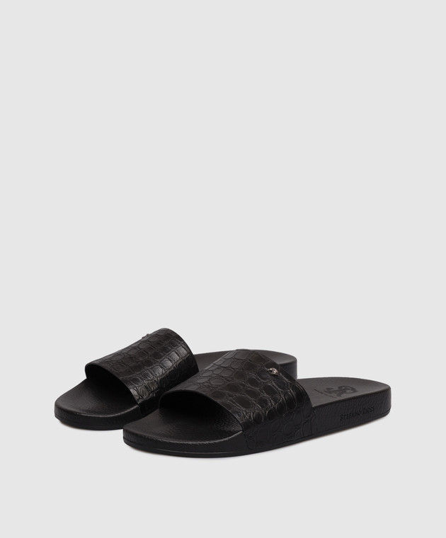 Stefano Ricci Чорні слайдери зі шкіри крокодила UG31G750CS зображення 2