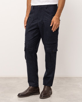Brunello Cucinelli Синие брюки карго из шерсти M038PS1070