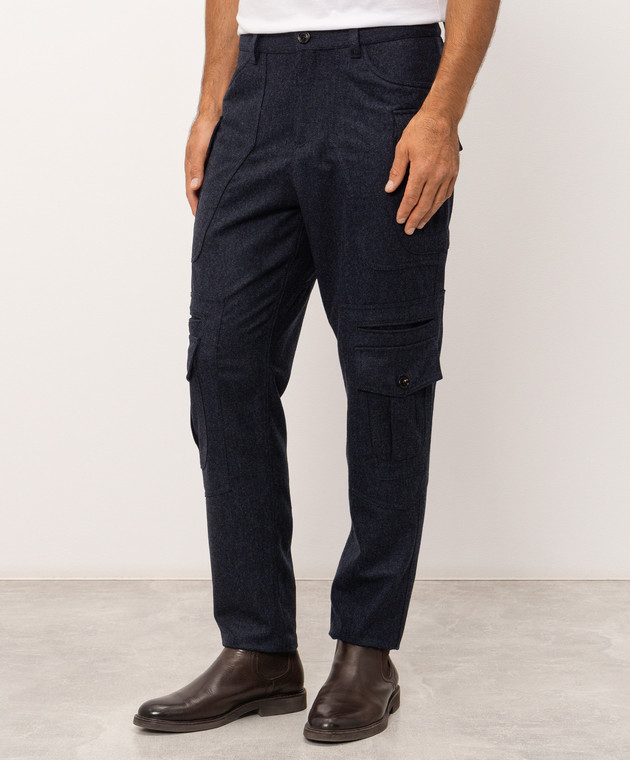 Brunello Cucinelli Сині штани карго з вовни M038PS1070 зображення 3