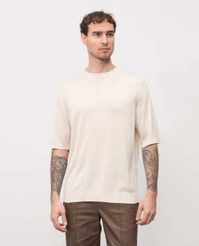 ISAIA Бежева футболка із шовку MG8260Y0470