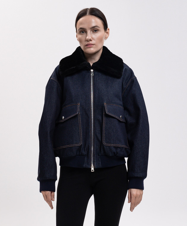 Givenchy Синя джинсова куртка з хутром BW00WJ518W зображення 3