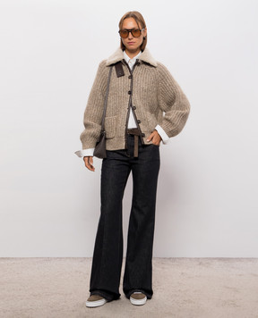 Brunello Cucinelli Бежевий кардиган з кашеміром MTP358106
