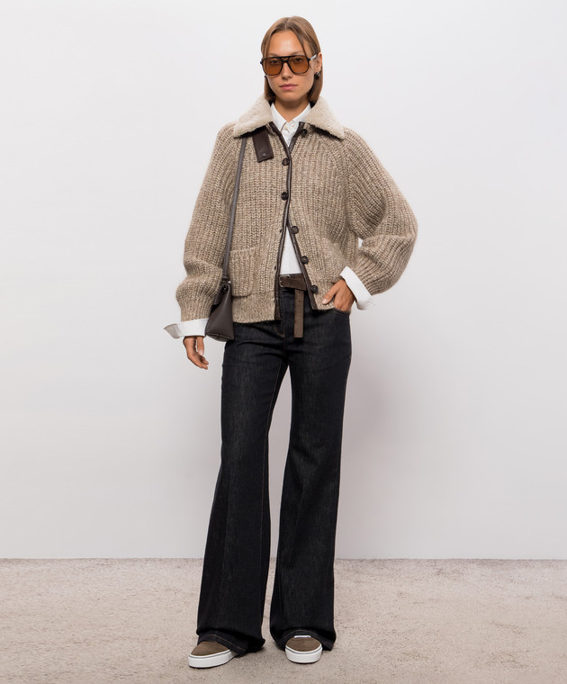Brunello Cucinelli Бежевий кардиган з кашеміром MTP358106 зображення 2
