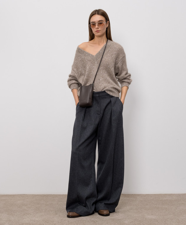 Brunello Cucinelli Бежевый пуловер с шерстью альпаки MMS579702P изображение 2