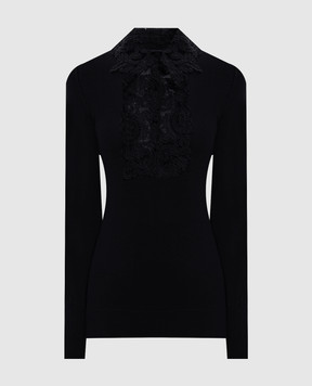 Ermanno Scervino Черный джемпер из шерсти с кружевом D495M311APATL