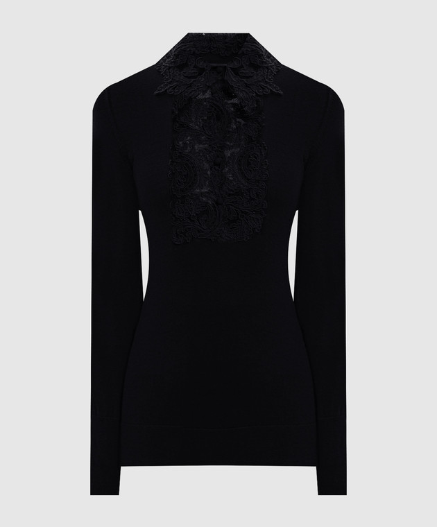 Ermanno Scervino Черный джемпер из шерсти с кружевом D495M311APATL