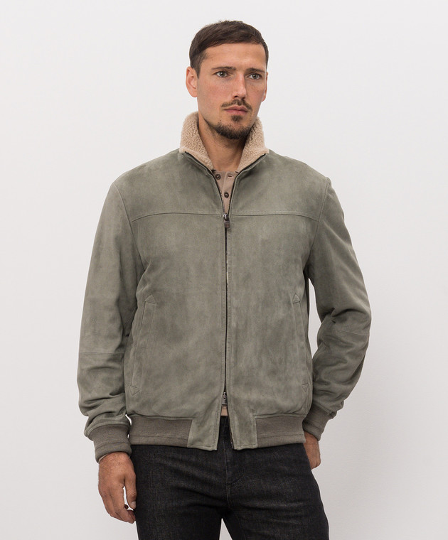 Canali Зеленая замшевая куртка LE00298O70509 изображение 3