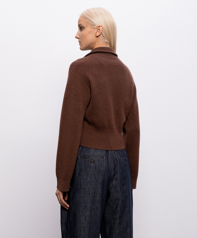Brunello Cucinelli Коричневий кардиган з кашеміром з люрексом M1E224716P зображення 4