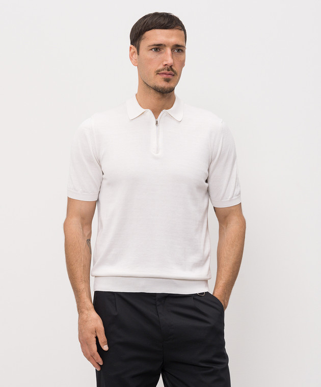 Cashmere&Whiskey Поло цвета айвори с шелком FS05 изображение 3