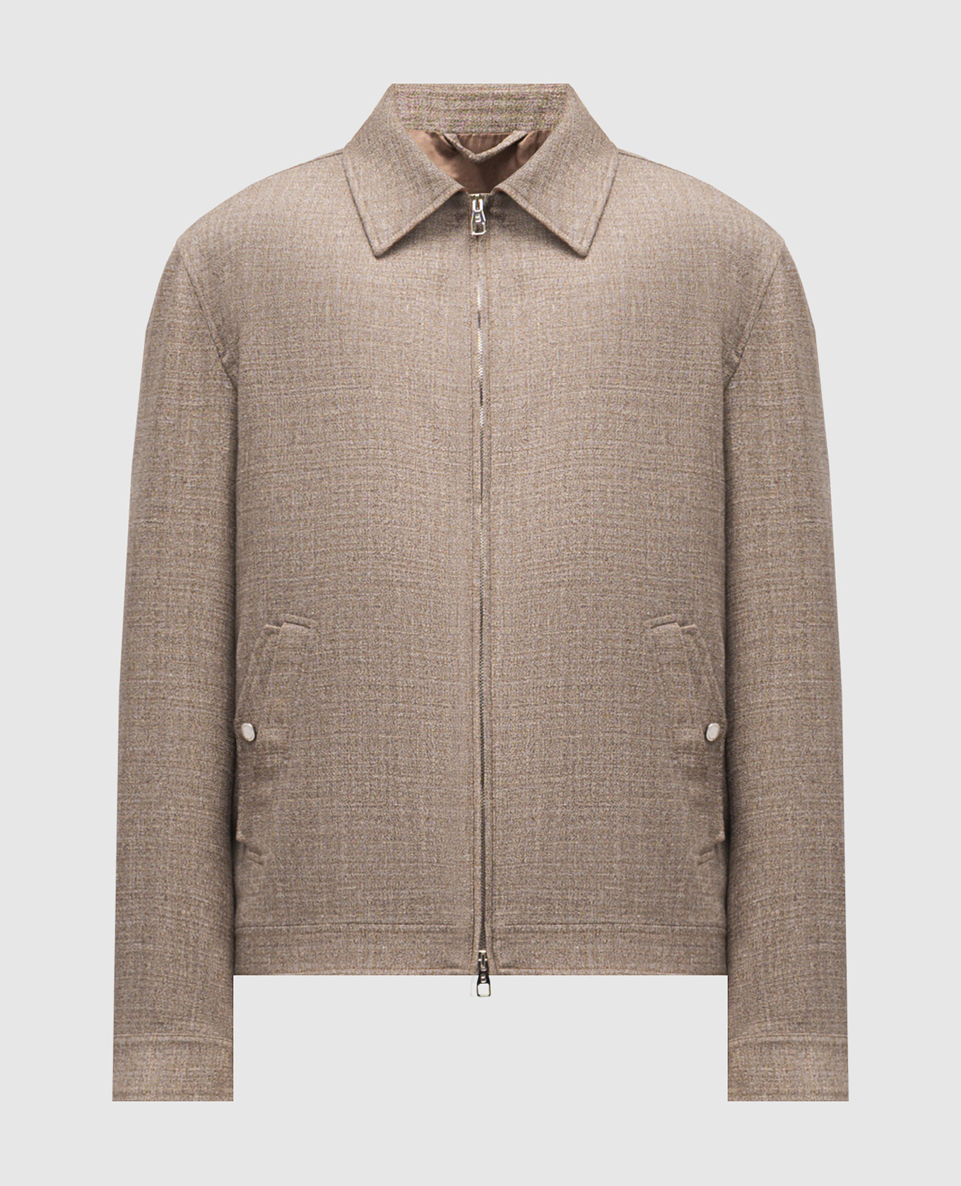 

Коричневая куртка из шерсти, шелка и льна с эмблемой, Коричневый, Куртки