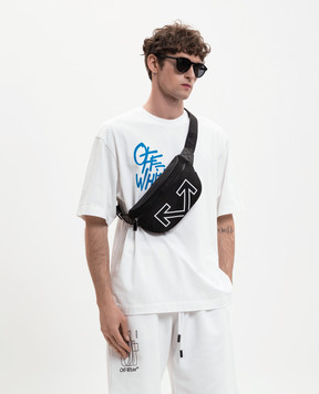 Off-White Черная поясная сумка с принтом эмблемы OMNT001C99FAB001