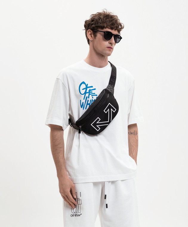 Off-White Черная поясная сумка с принтом эмблемы OMNT001C99FAB001 изображение 2