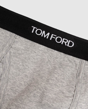 Tom Ford Серые меланжевые трусы с узором логотипа T4LC31040