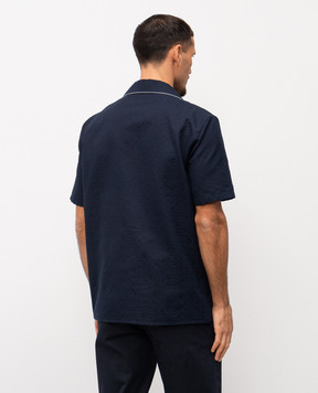 Balmain Синя сорочка в брендовий візерунок GH1HN138CG50