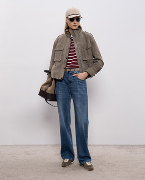 Brunello Cucinelli Замшевая куртка цвета хаки MPCAI7787