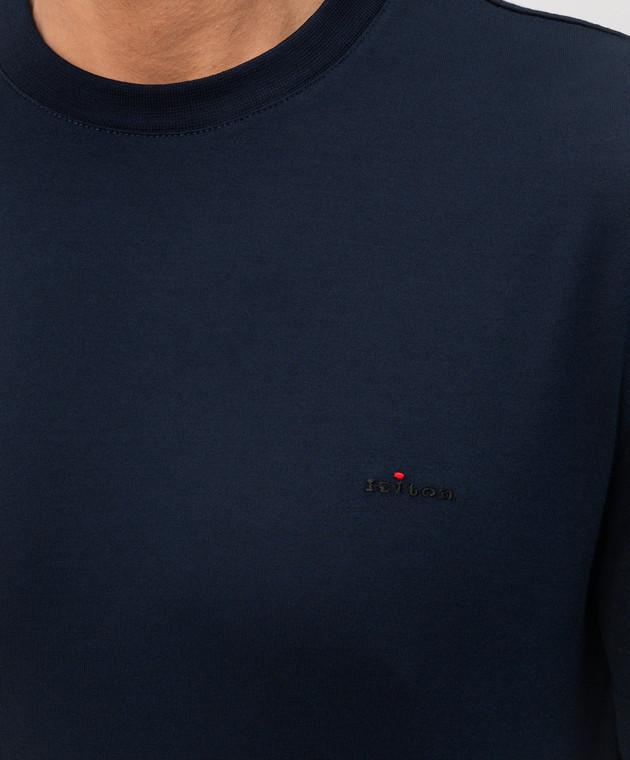 Kiton Голубая футболка с вышивкой логотипа UMK0891 изображение 5