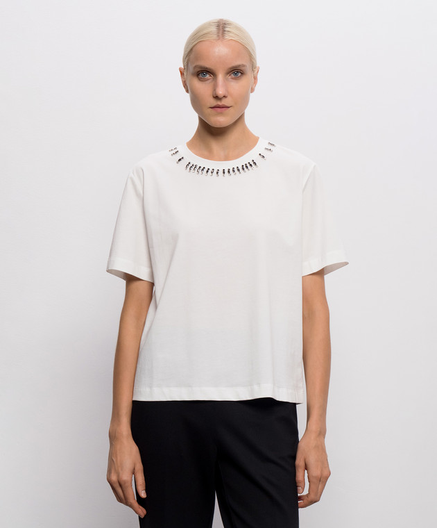 Twinset Белая футболка с кристаллами 262AP2480 изображение 3