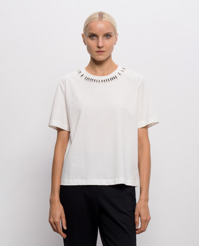 Twinset Біла футболка з кристалами 262AP2480