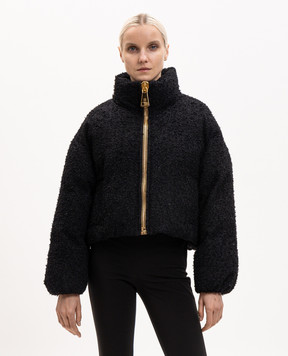 Balmain Черная укороченная твидовая куртка HF1TP140XC67